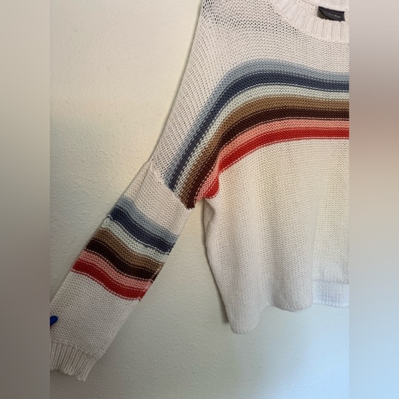 NEW Wooden Ships Rainbow Striped Knit Sweater Size XS/S Cotton Blend NWOT - Picture 4 of 6